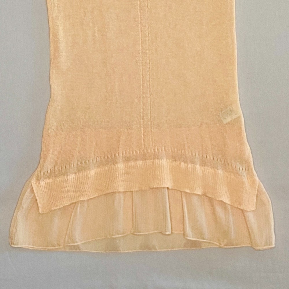 💎August Moon Womens Sheer Knit Top Size Medium Pale Orange Linen Blend - Picture 3 of 6